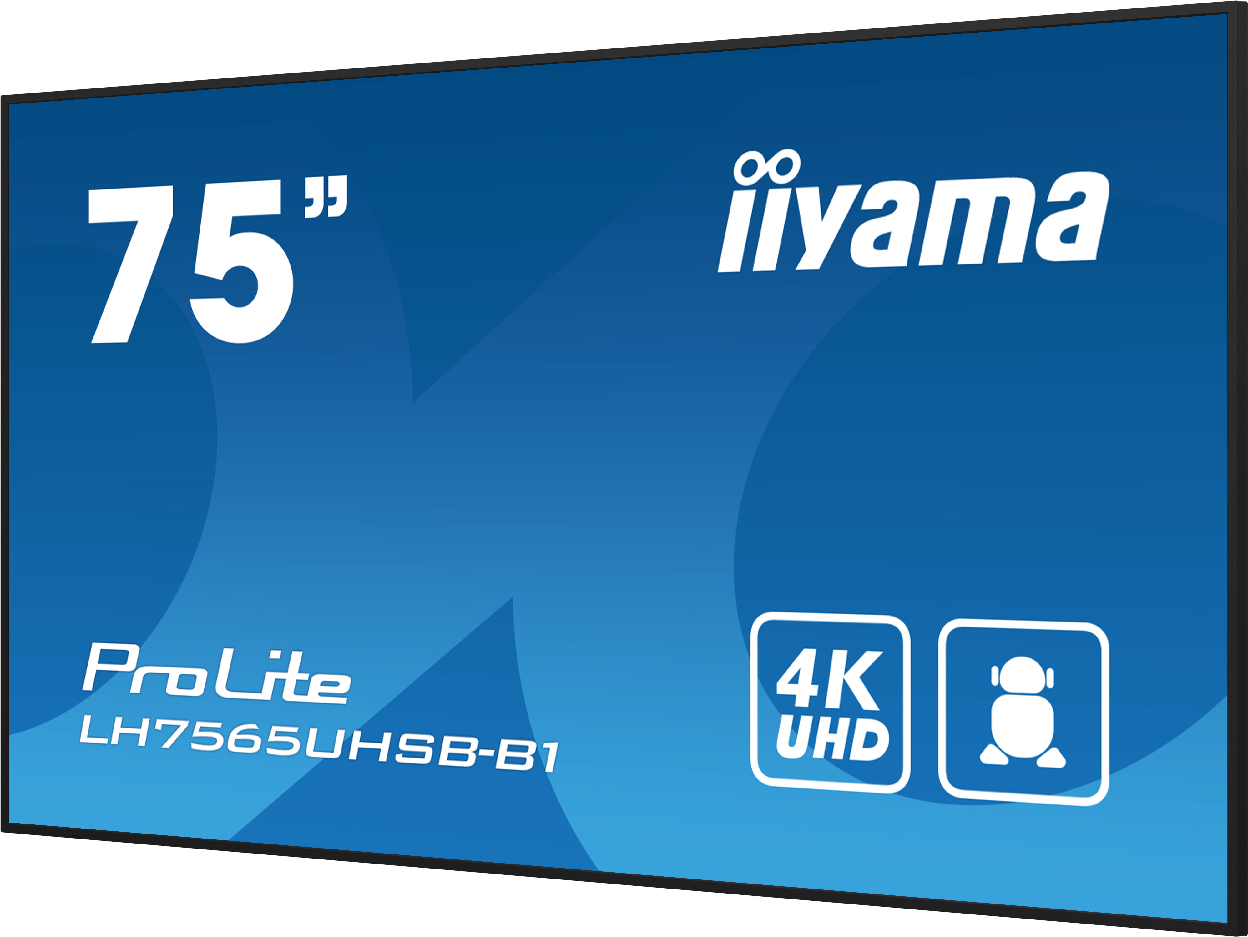 iiyama LH7565UHSB-B1 skilte display Kiosk design 189,2 cm (74.5") LED Wi-Fi 800 cd/m² 4K Ultra HD Sort Indbygget processer Android 11 24/7