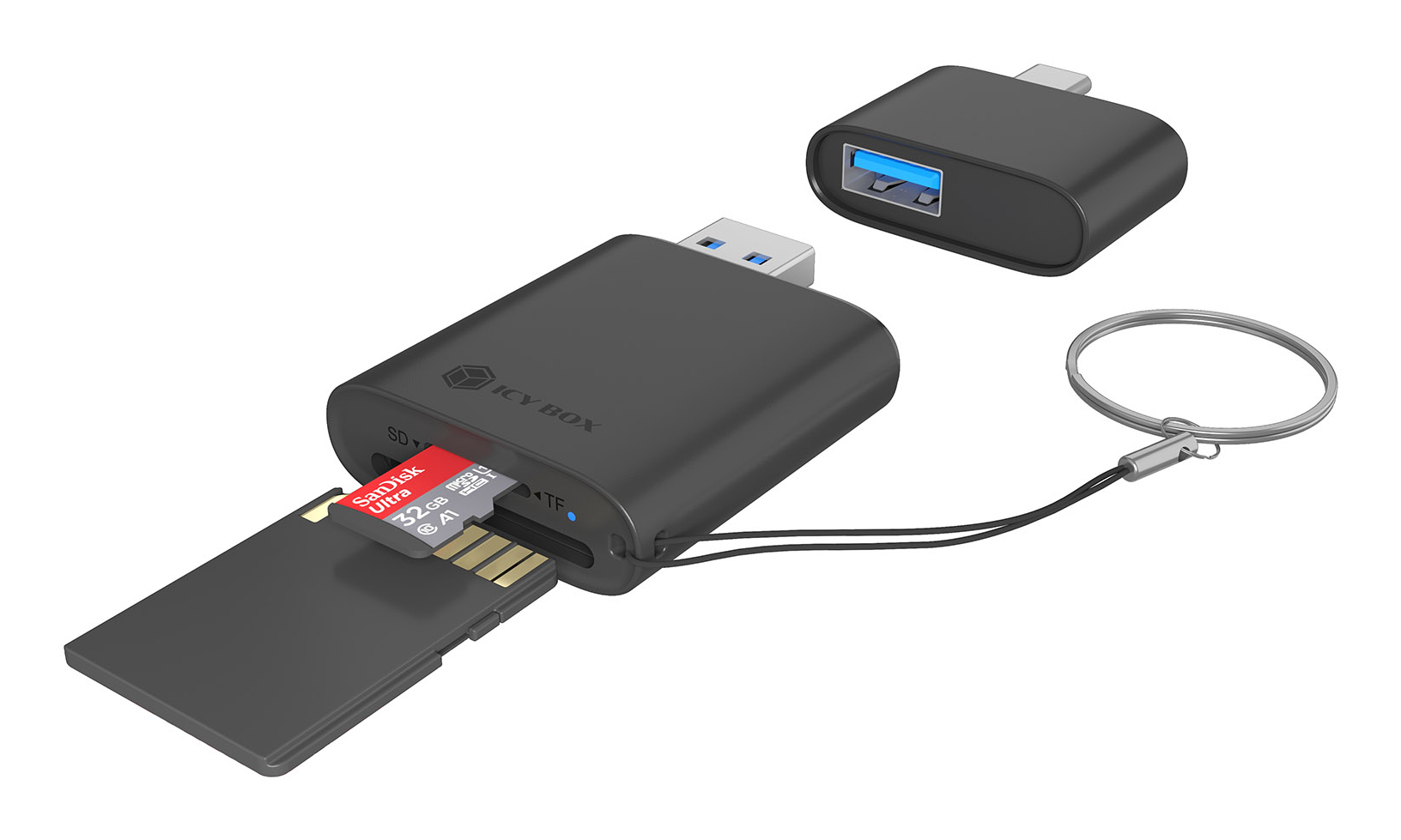 ICY BOX IB-CR204-CU3 kortlæser USB 3.2 Gen 1 (3.1 Gen 1) Type-A/Type-C Sort