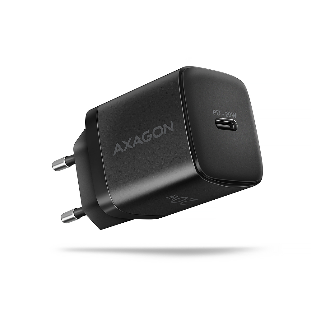 Axagon ACU-PD20 wall charger 1x QC3.0/AFC/FCP/PD type-C, 20W, black Mobiltelefon, Smartphone, SmartWatch, Tablet, Universel, Ur Sort Vekselstrøm Hurtig opladning Indendørs