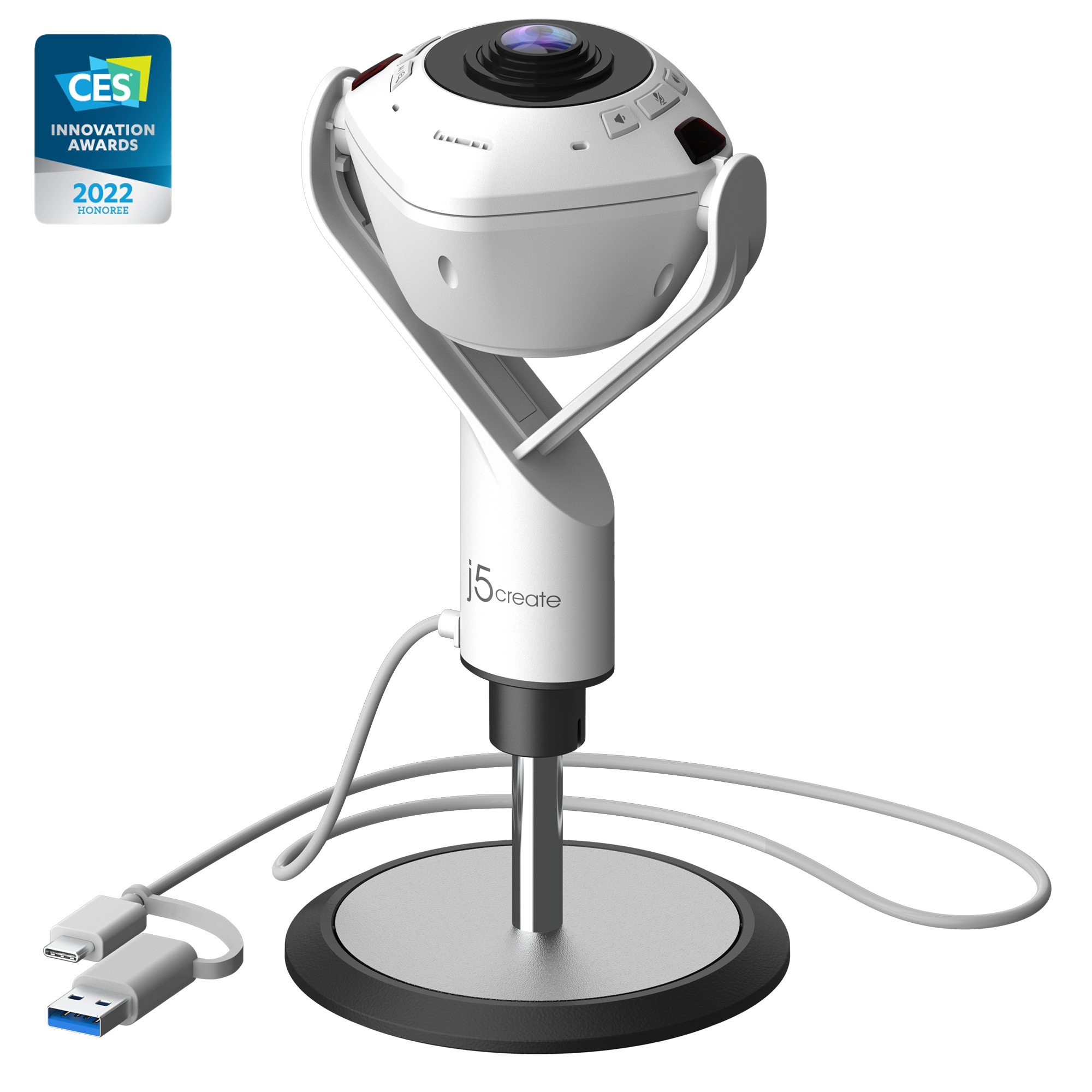 j5create JVU368-N 360° AI-drevet webkamera med højttaler