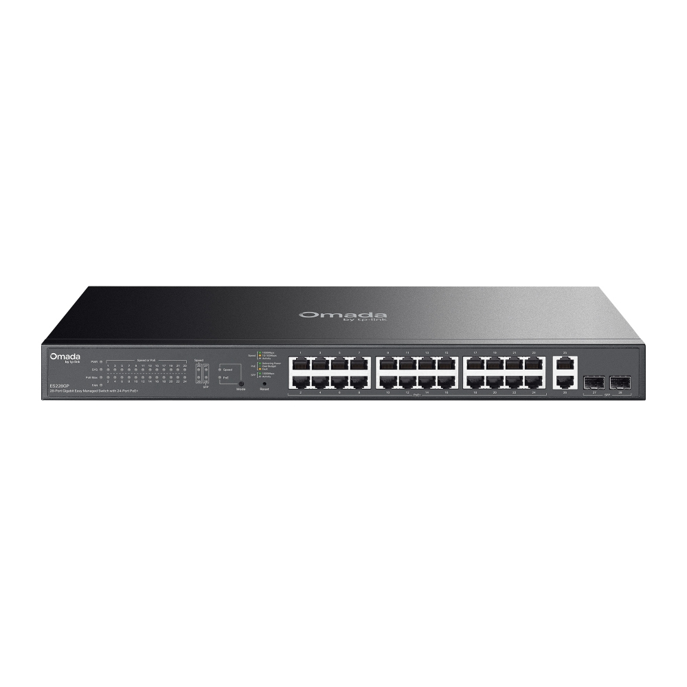 TP-Link ES228GP netværksswitch Administreret L2 Gigabit Ethernet (10/100/1000) Strøm over Ethernet (PoE) Sort
