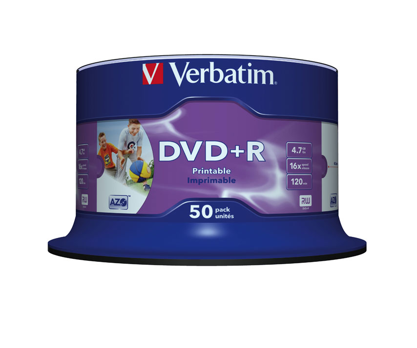 Verbatim DVD+R Wide Inkjet Printable No ID Brand 4,7 GB 50 stk