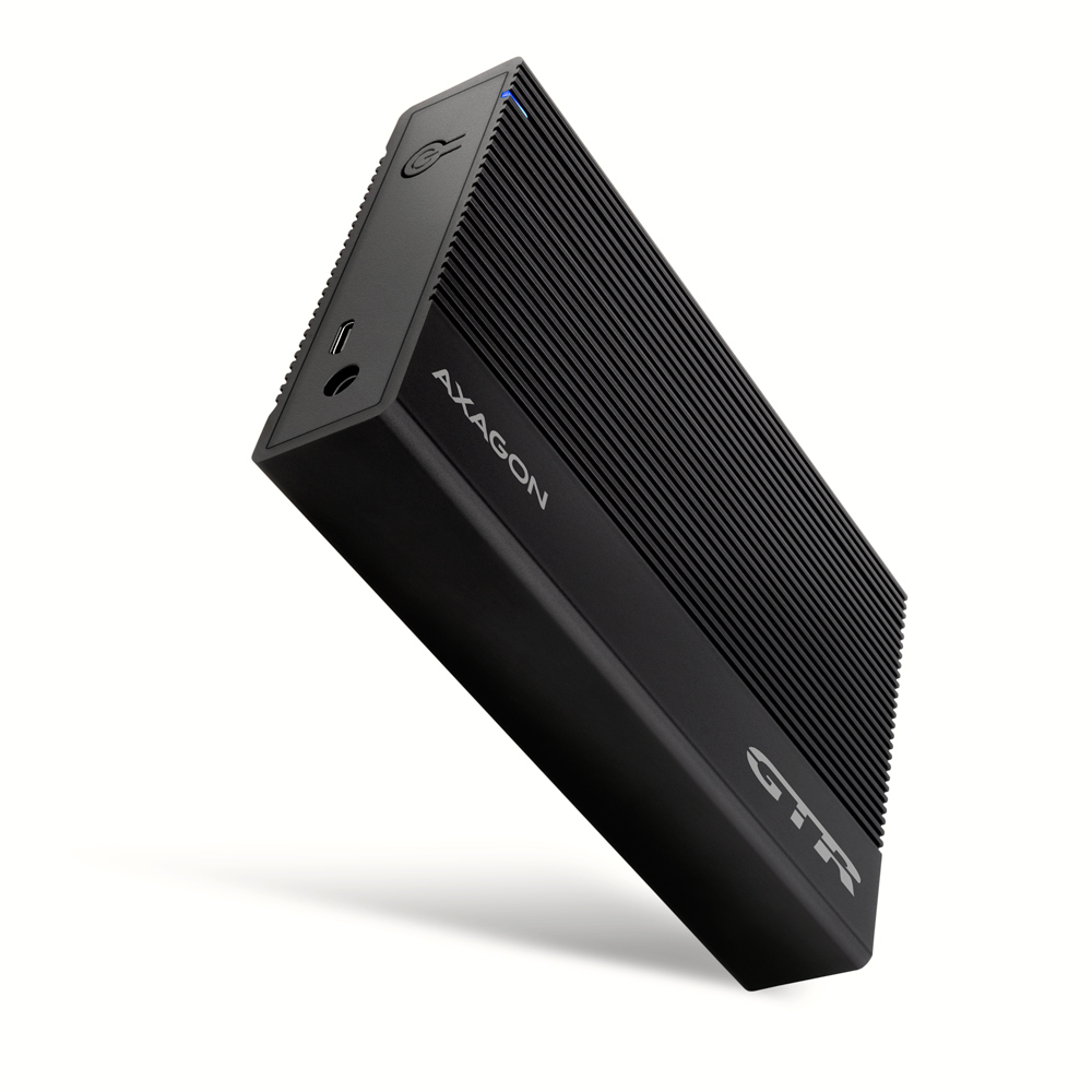 Axagon EE35-GTR USB-C 5Gbps - SATA 6G, 3.5 RIBBED box BLACK - USB Typ C HDD kabinet Sort 3.5"