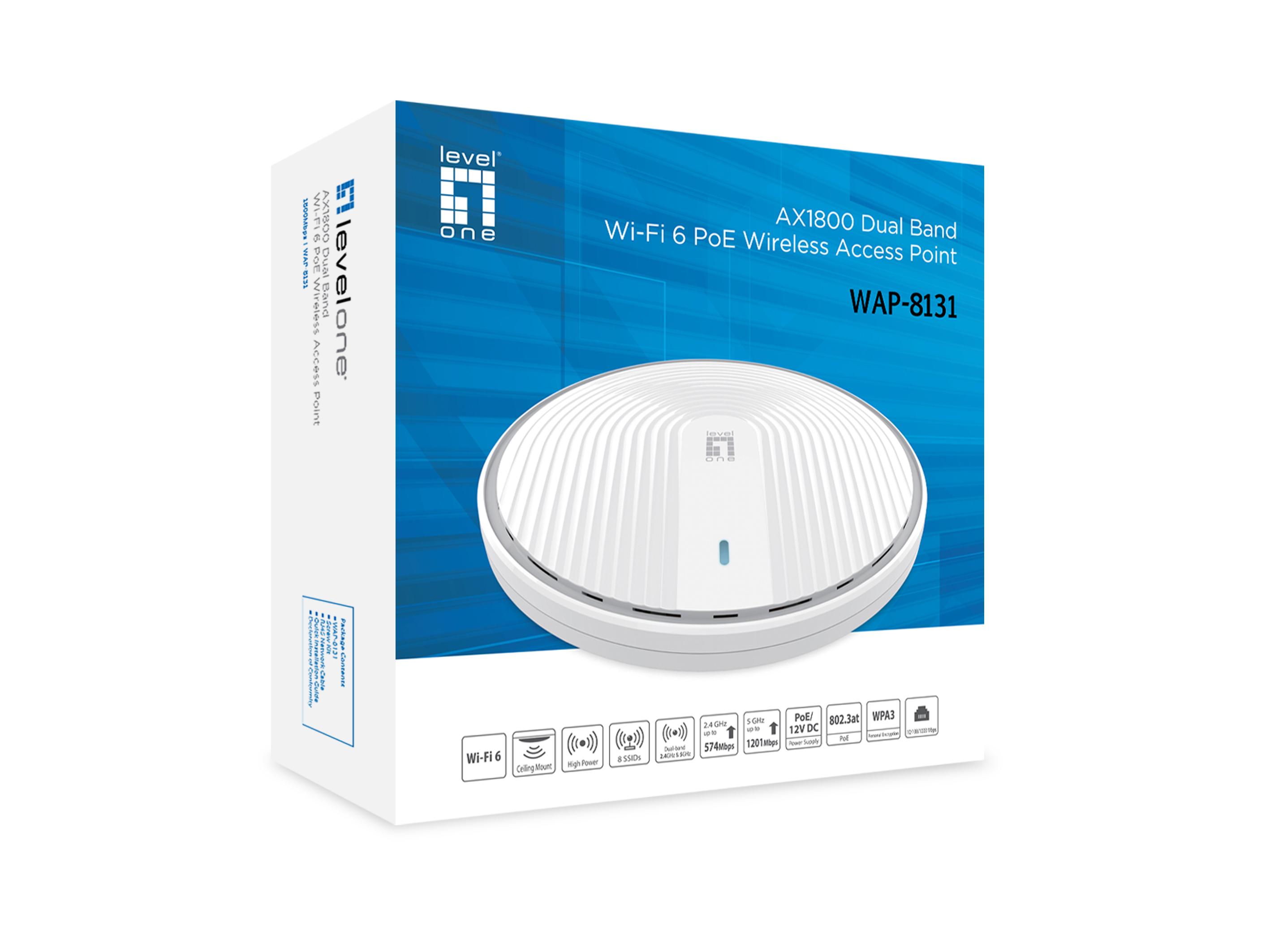 LevelOne WAP-8131 WLAN adgangspunkt 1800 Mbit/s Hvid Strøm over Ethernet (PoE)