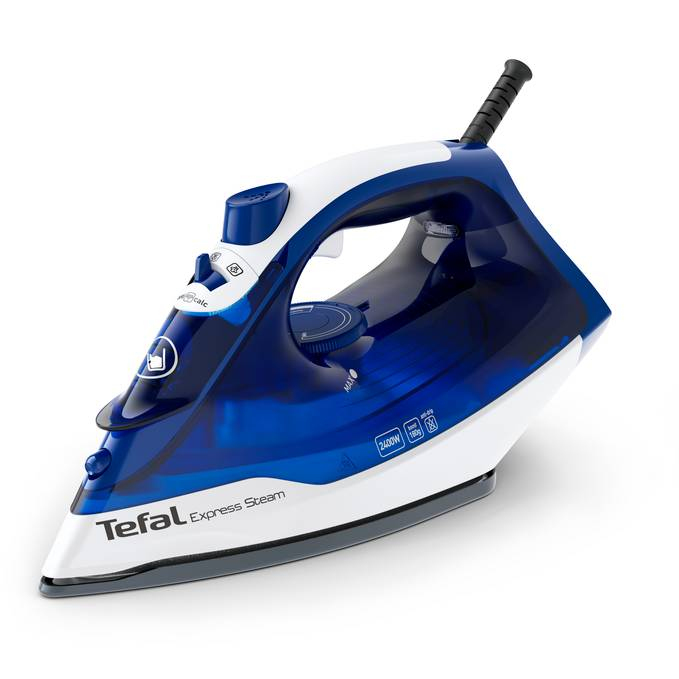 Tefal FV2838 Tør & dampstrygejern Durilium -strygesål 2400 W Blå, Hvid