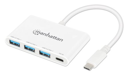 Manhattan 168434 interface hub USB 3.2 Gen 1 (3.1 Gen 1) Type-C 5000 Mbit/s Hvid