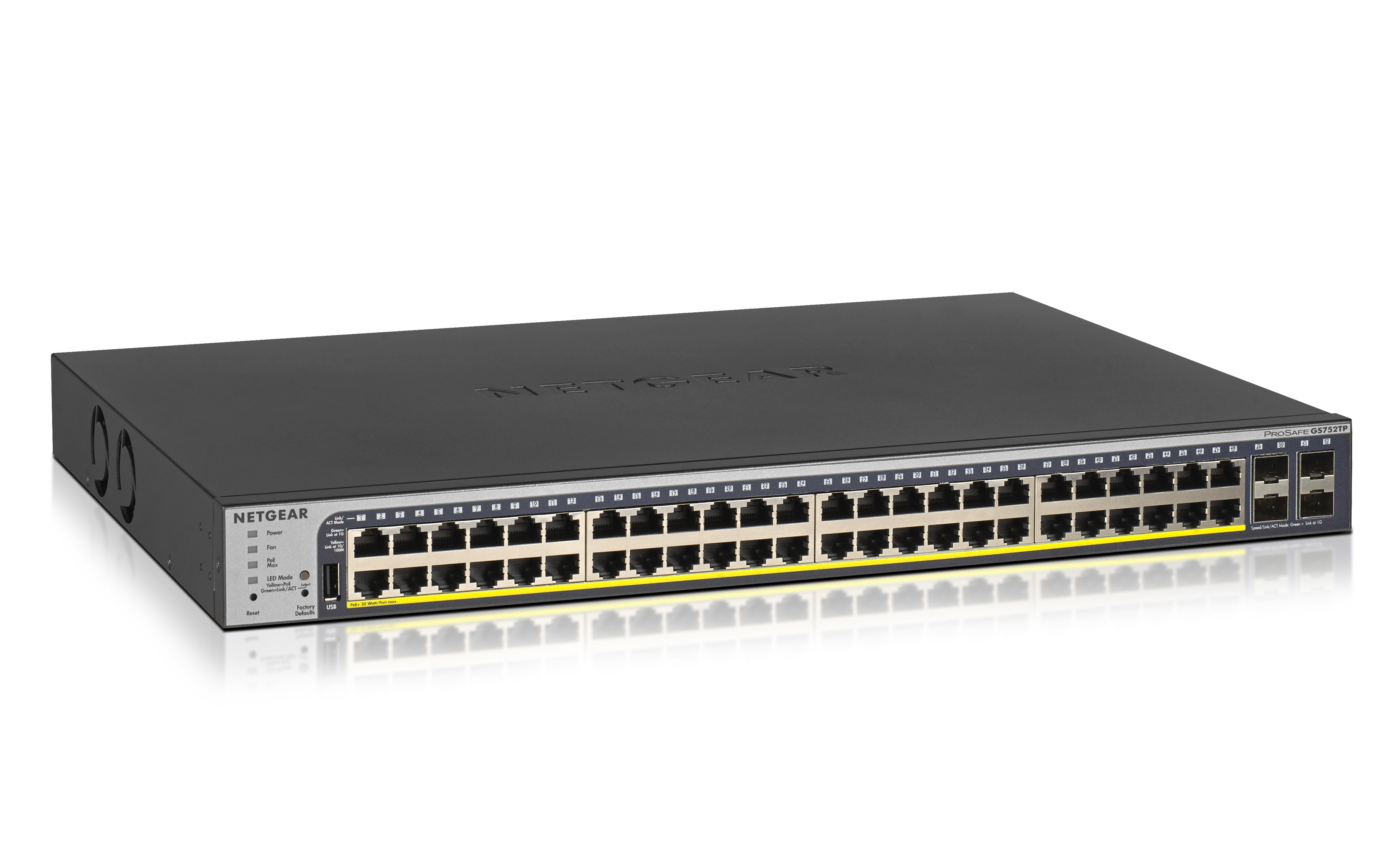 NETGEAR GS752TP Administreret L2/L3/L4 Gigabit Ethernet (10/100/1000) Strøm over Ethernet (PoE) 1U Sort