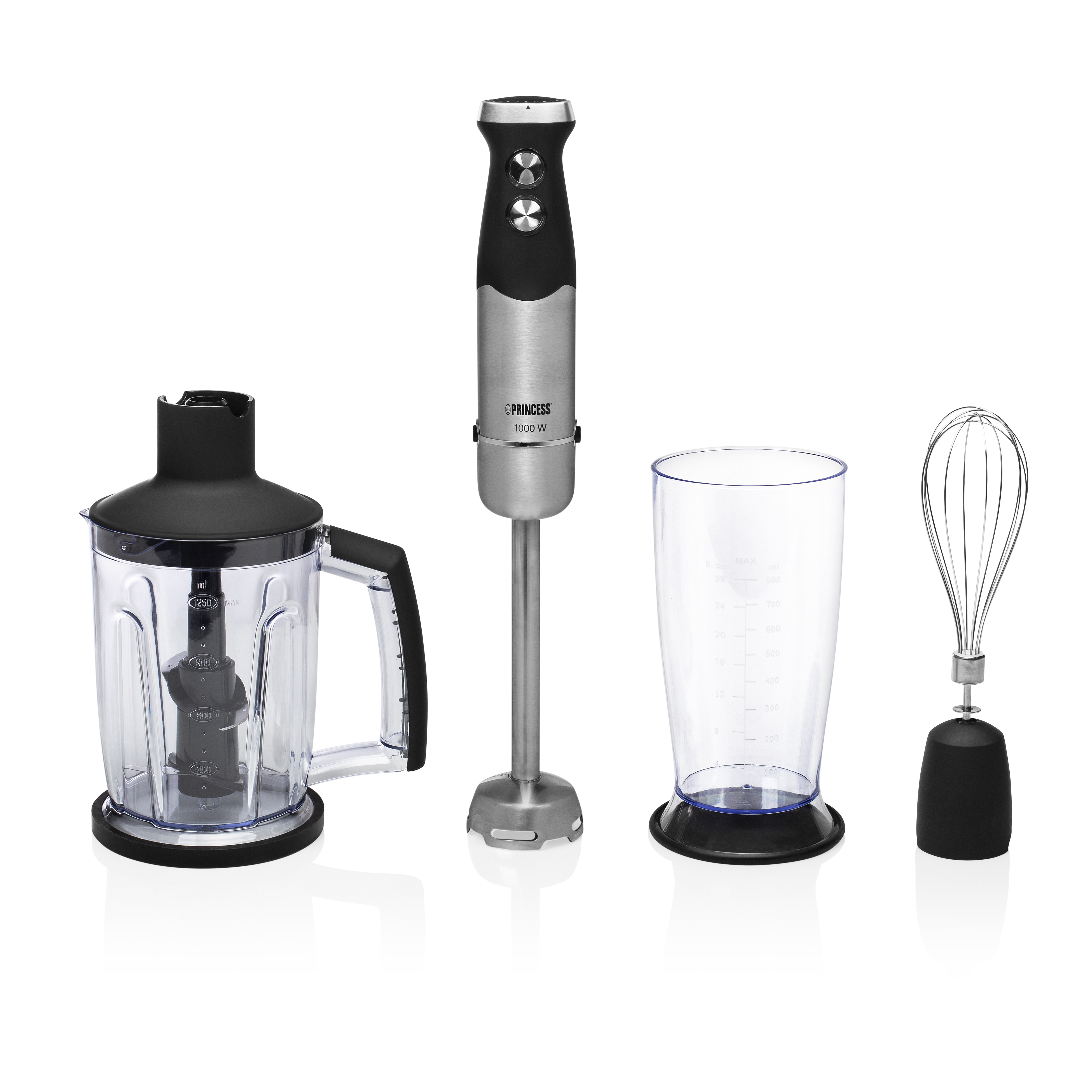 Princess 221221 0,8 L Nedsænkning blender 1000 W Sort, Rustfrit stål
