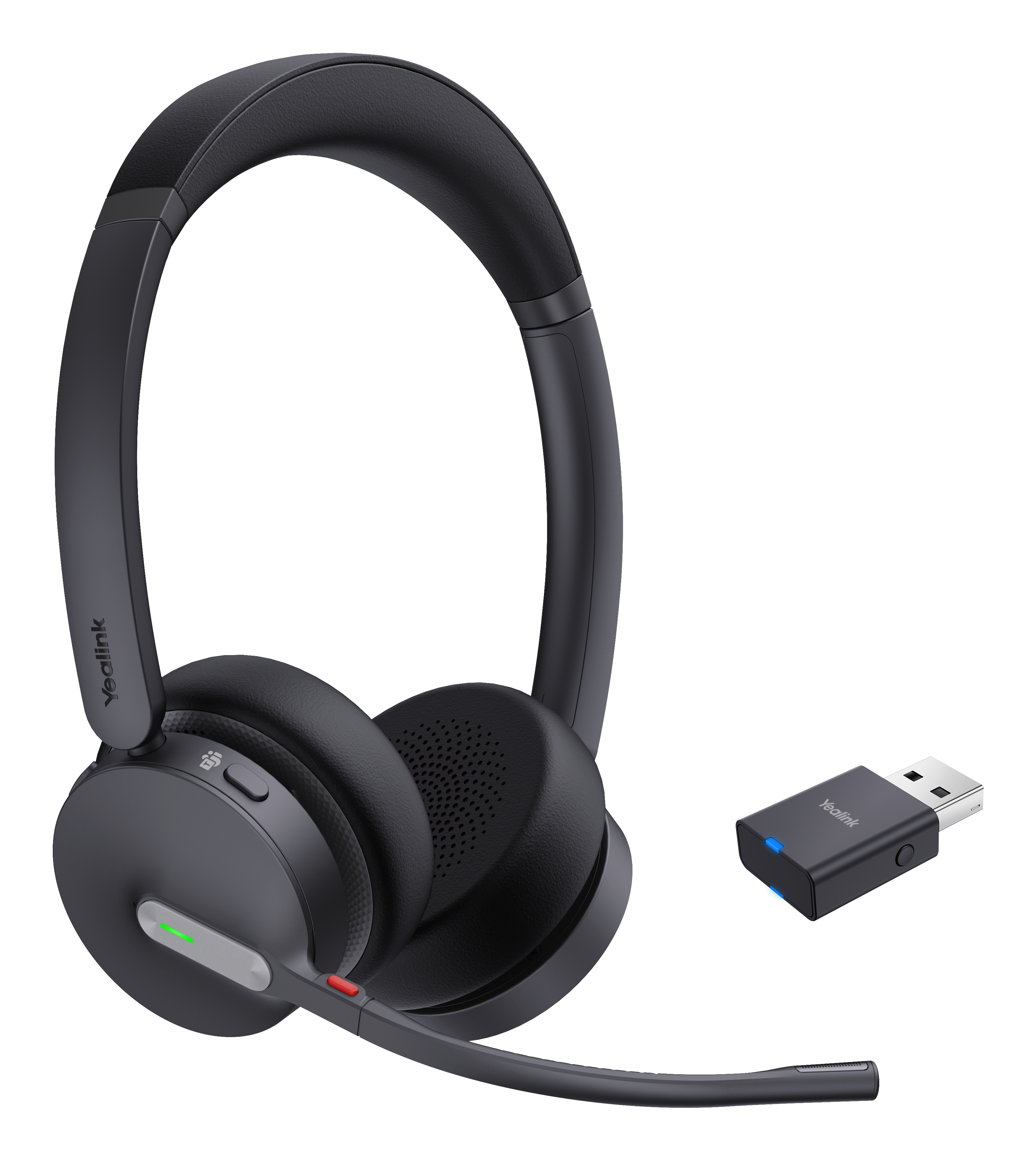 Yealink WH64 Hybrid Dual Teams Headset Trådløs Kontor/Callcenter Micro-USB Bluetooth Sort