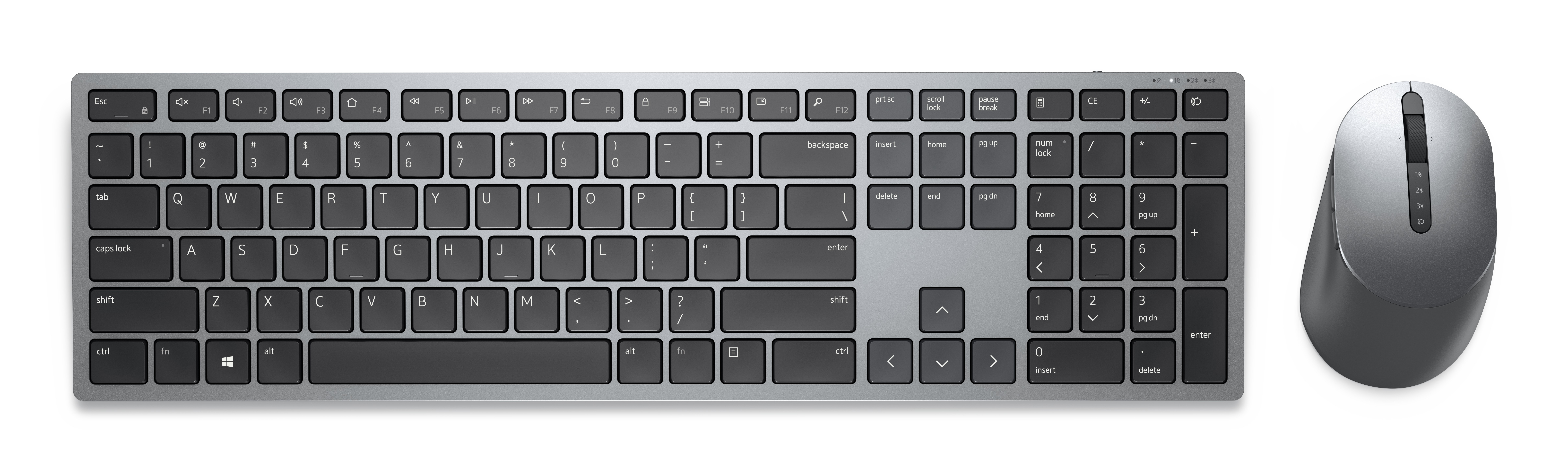 DELL KM7321W tastatur Mus inkluderet Kontor RF trådløs + Bluetooth QWERTY Russisk Grå, Titanium