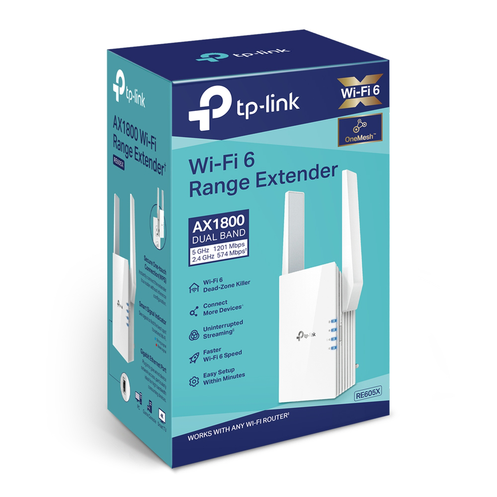 TP-Link RE605X netværk forlænger Netværksgentager Hvid 10, 100, 1000 Mbit/s