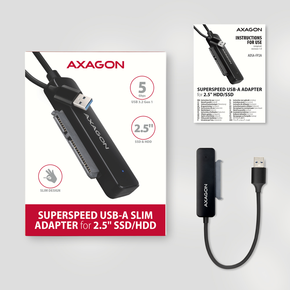 Axagon ADSA-FP2A interface-kort/adapter SATA, USB 3.2 Gen 1 (3.1 Gen 1)