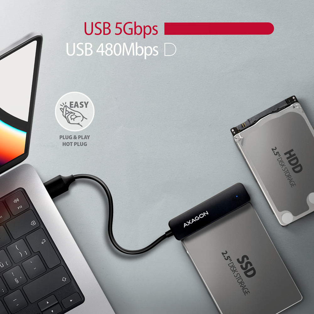 Axagon ADSA-FP2A interface-kort/adapter SATA, USB 3.2 Gen 1 (3.1 Gen 1)