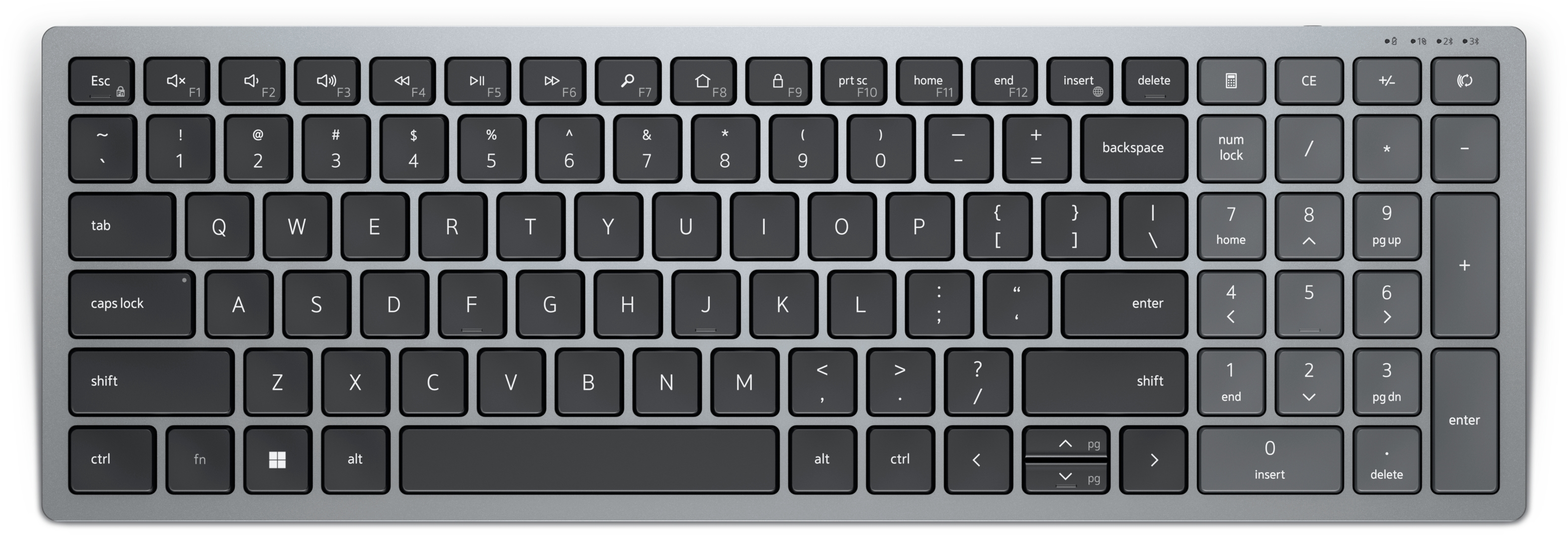 DELL KB740 tastatur Kontor RF trådløs + Bluetooth QWERTY Russisk Grå, Sort