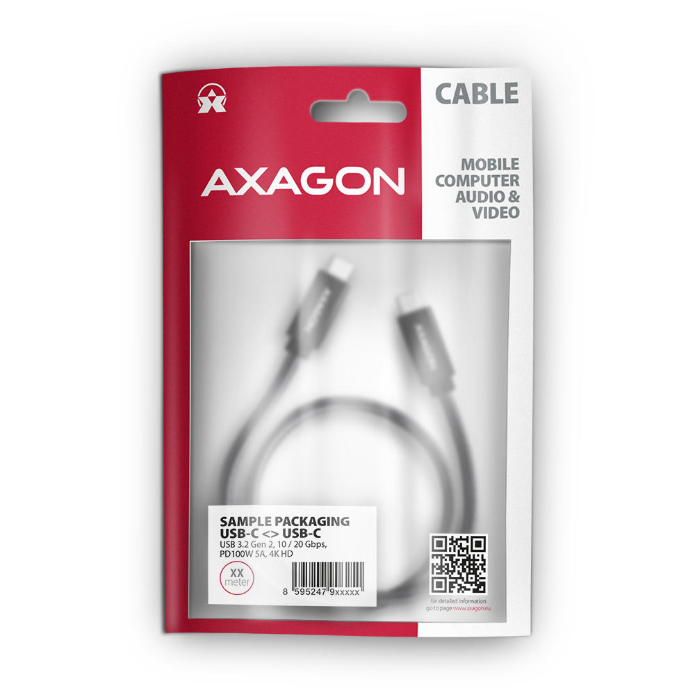 Axagon BUCM32-CM15AB USB-kabel USB 3.2 Gen 2x2 1,5 m USB C Sort
