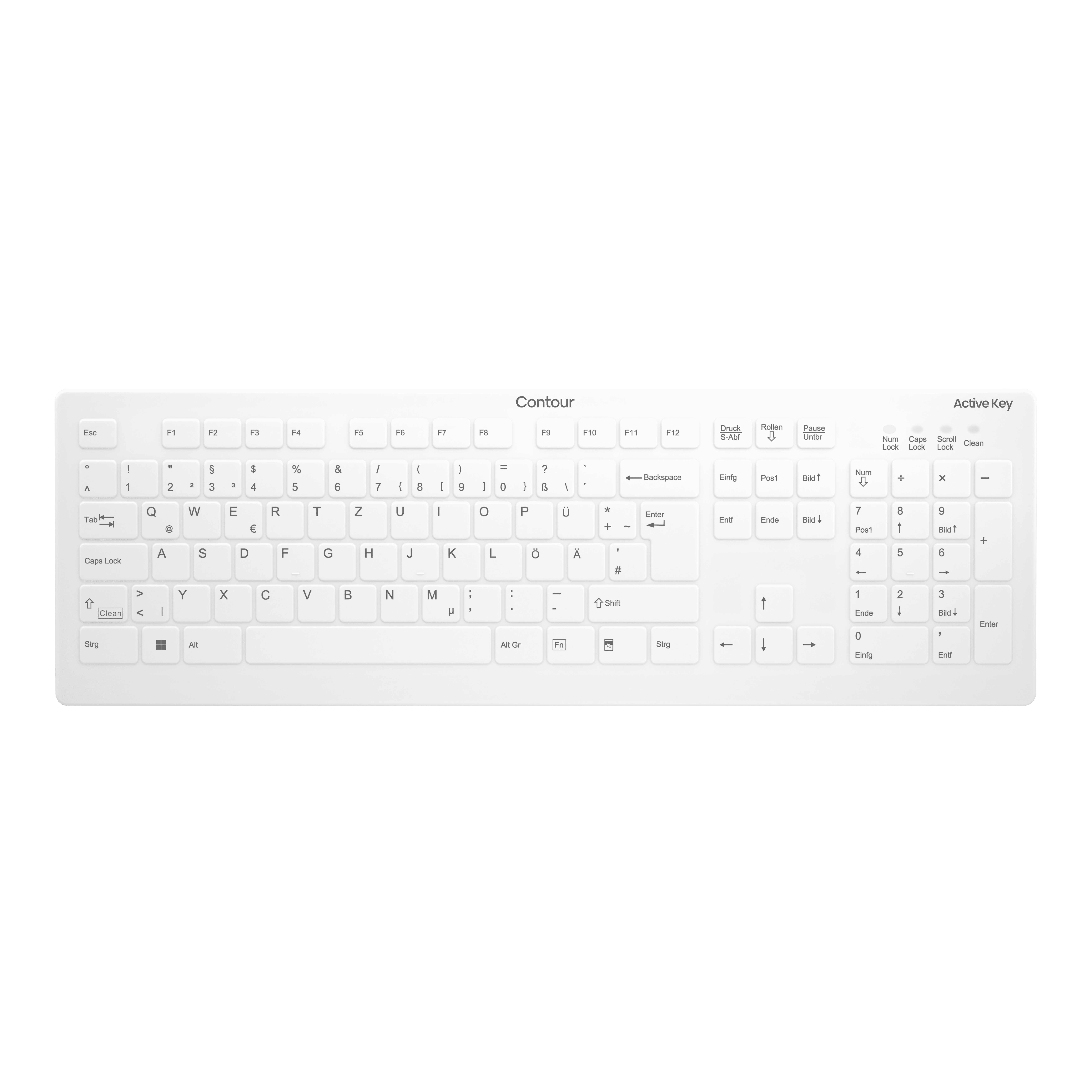 Contour Design Active Key AK-C8112 tastatur Medicinsk RF trådløst QWERTZ Tysk Hvid
