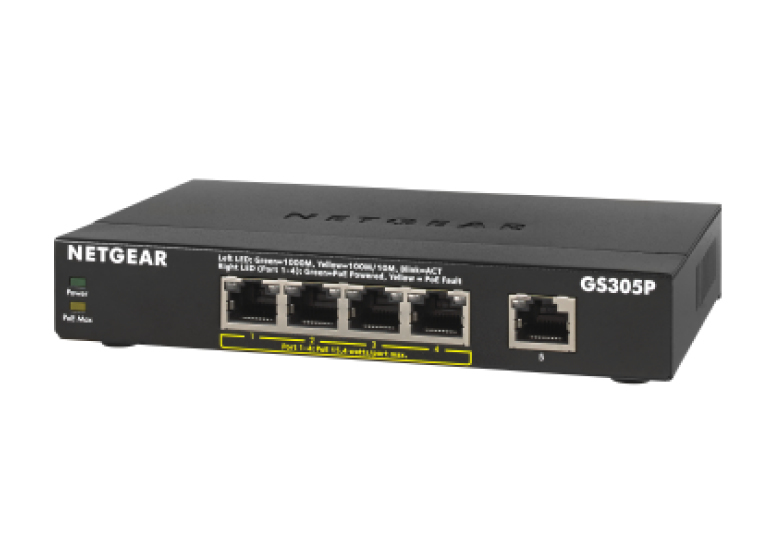 NETGEAR GS305Pv2 Ikke administreret Gigabit Ethernet (10/100/1000) Strøm over Ethernet (PoE) Sort