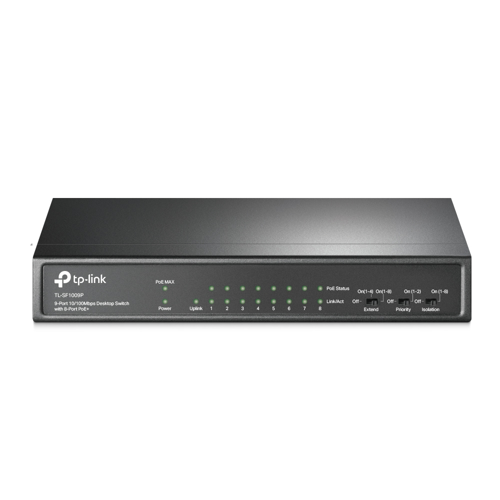 TP-Link TL-SF1009P netværksswitch Ikke administreret Fast Ethernet (10/100) Strøm over Ethernet (PoE) Sort